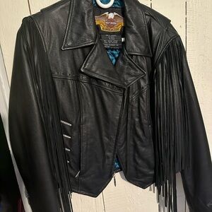 Harley-Davidson Black Leather Jacket with Fringe